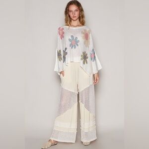 POL Flower Dropped Shoulder Long Sleeve Knit
Top , sz : small